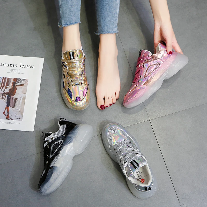 Breathable Mesh Sneakers Women Casual Shoes Comfortable Rubber Flat Shoes Women Vulcanized Shoes Lace-up Autumn Women Shoes