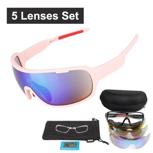 5 lens pink NEWBOLER, 5 линз, солнцезащитные очки для велоспорта, поляризационные, мужские, женские, UV400, спортивные очки, очки для шоссейного велосипеда, gafas ciclismo, для велосипедных люнетов - Цвет: 5 lens pink