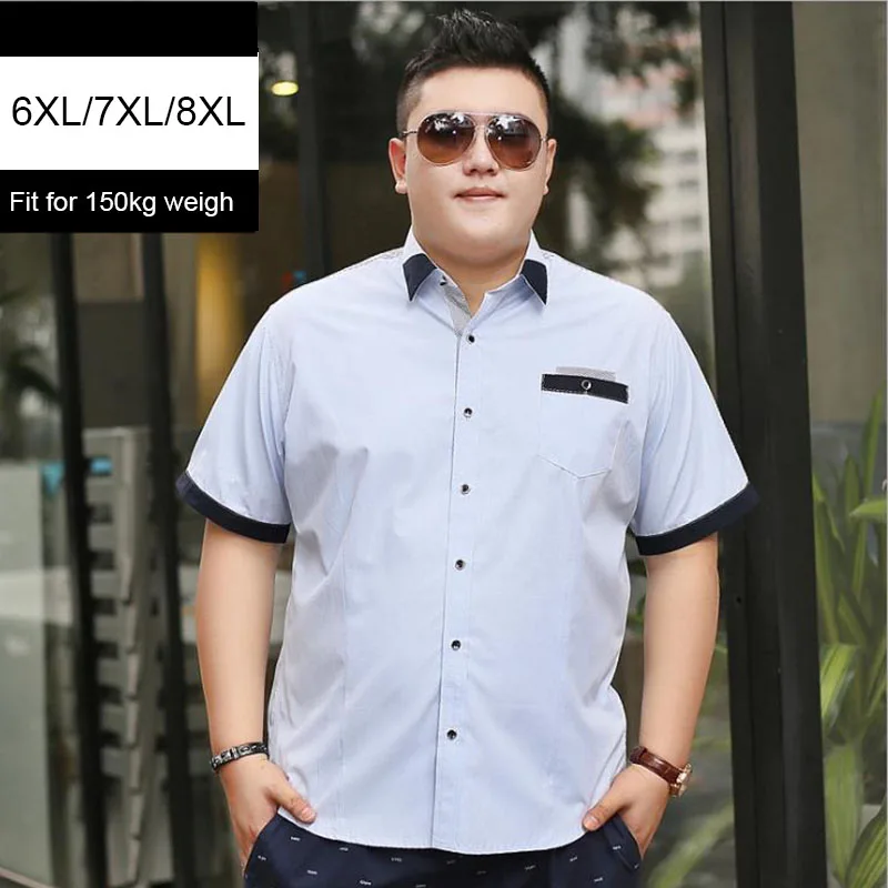 6XL 7XL 8XL большие мужские повседневные тонкие рубашки подходят Camisa Masculina с коротким