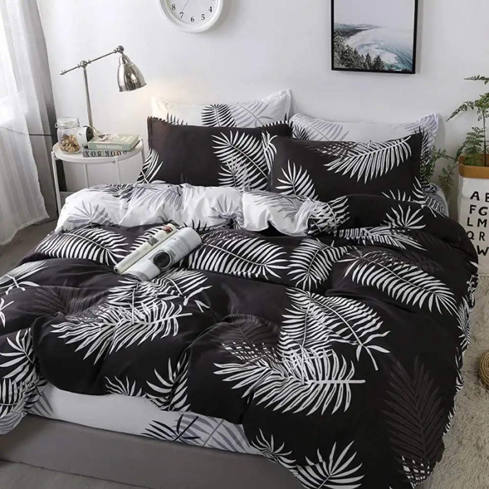 2019 белые листья черные постельные принадлежности щетка из микроволокна