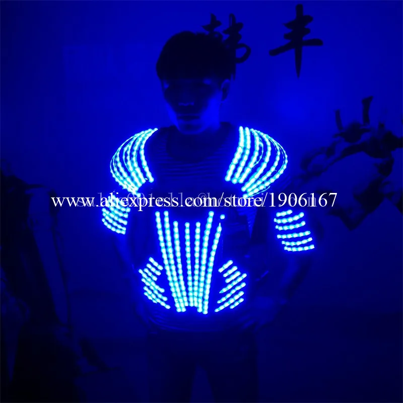 Горячая Распродажа оптовая цена светодиодные панцири костюмы синего цвета