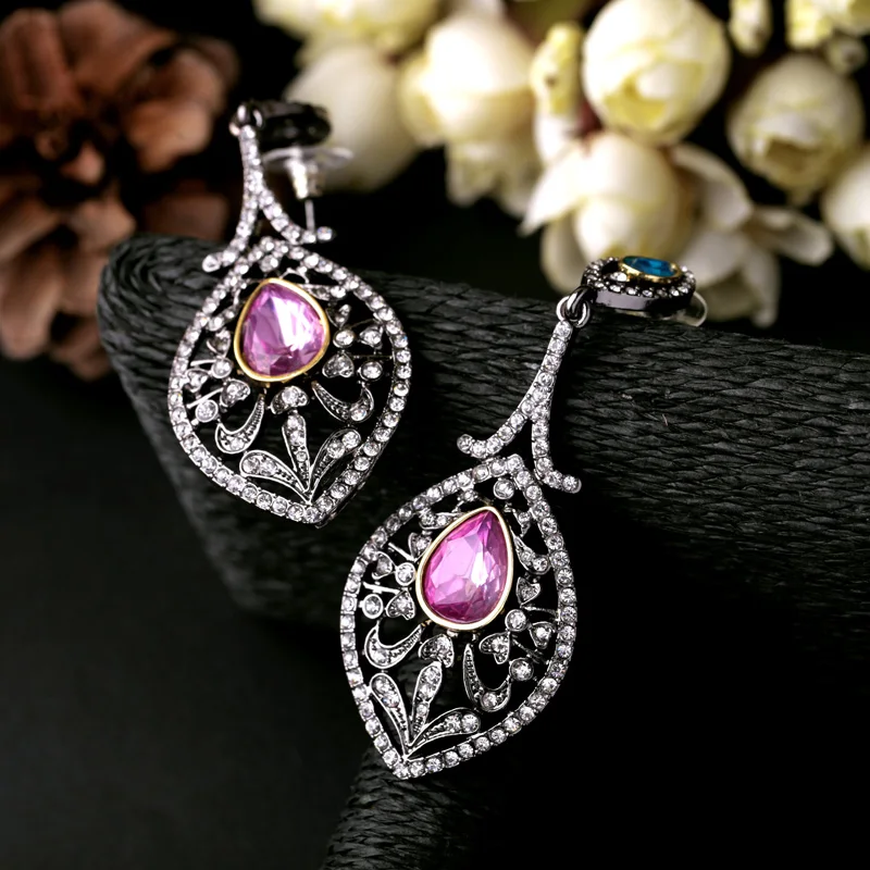 Новый дизайн индийские фиолетовые серьги свисающие капли сжигающие подвески из
