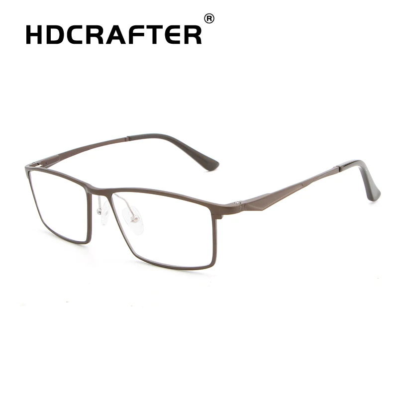 HDCRAFTER алюминиево-магниевые очки, оправа для мужчин и женщин, Классические оптические очки, оправа для очков по рецепту, Женские оправы - Цвет оправы: BROWN