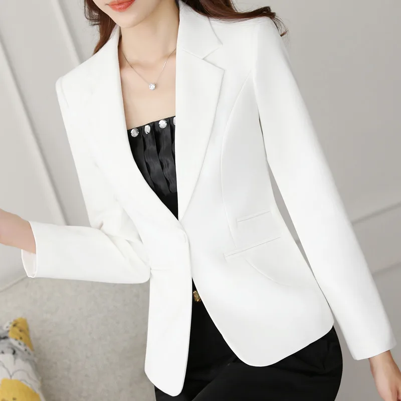 White blazer Naviu Модный высококачественный Блейзер прямой и гладкий жакет офисный женский стиль пальто размера плюс Топы Формальные worwear - Цвет: White blazer