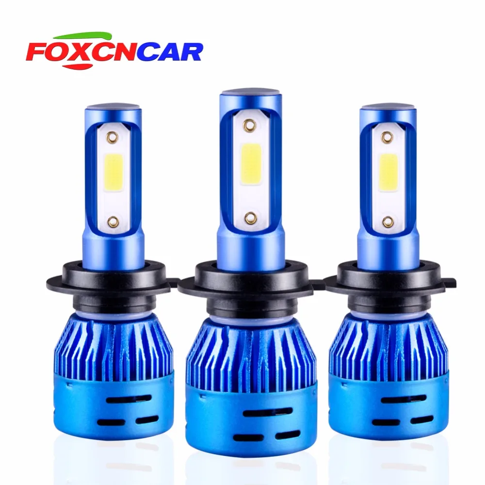 Foxcncar H4 светодиодный H7 H11 H8 H9 HB4 H1 9005 9006 HB3 авто фар автомобиля лампы 72W фары для 8000LM