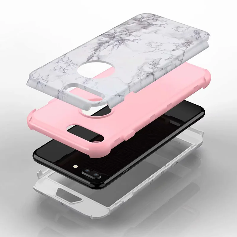 Мраморный чехол-бампер для iPhone 11, 7, 6, 6s, 8 Plus, Жесткий Чехол, PC, силиконовый чехол для iPhone X, Xs, Max, Xr, 360, чехол 3 в 1 для Galaxy Note 8, 9