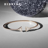 hibride luxury aaa cubic zirconia pave cuff banglebracelets jewelry link chain adjustable bangle fashion jewelry b 134