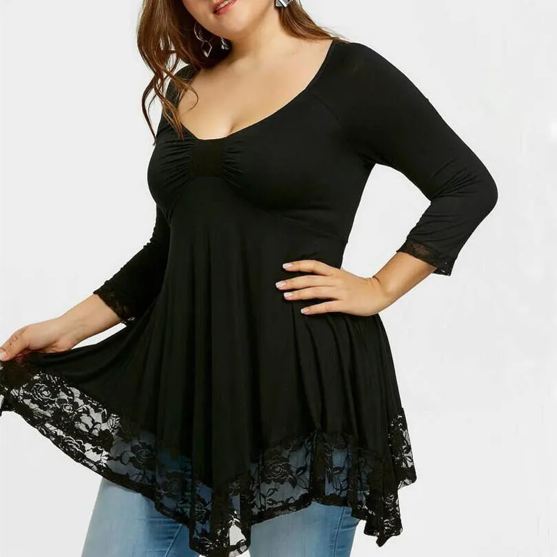 Летняя женская футболка размера плюс, обхват груди 130 см, 4XL, 5XL, 6XL, 7XL, 8XL, кружевная женская футболка черного, красного, фиолетового цветов