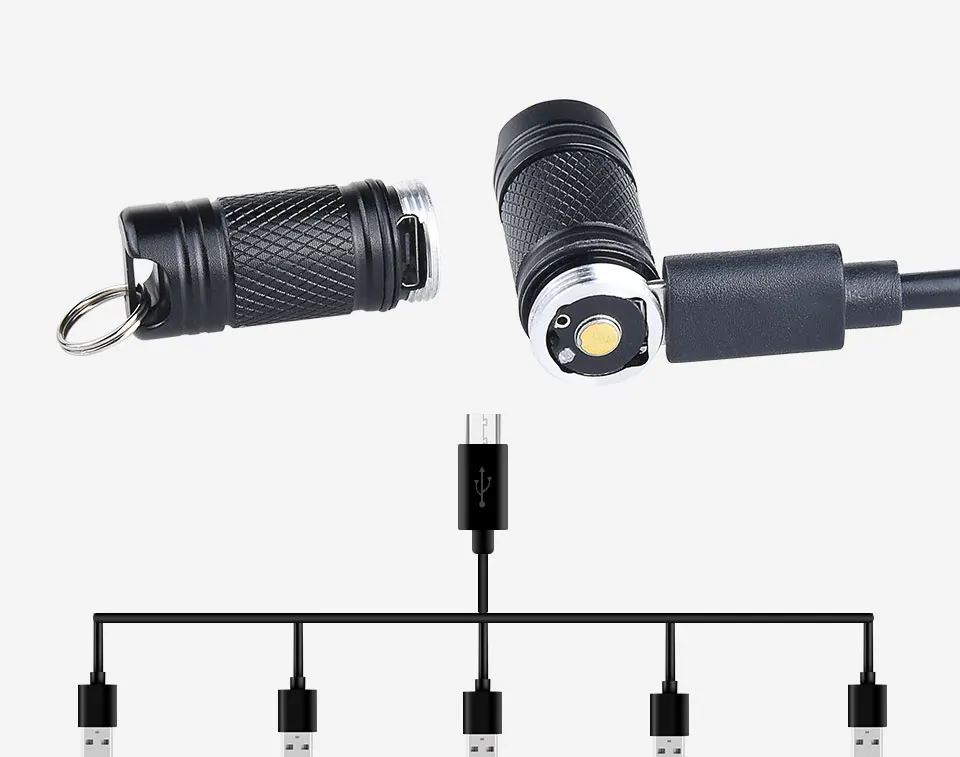 Карманный светодиодный мини-светильник с зарядкой от USB, портативный водонепроницаемый светильник-брелок, фонарь, маленький фонарь с 10180 батареей в комплекте