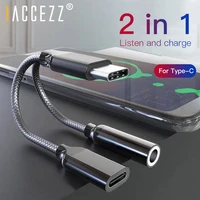 accezz usb type c headphone adapter for huawei mate 10 rs p20 pro xiaomi mi6 8 mix2s 3 5mm jack aux adapter charging connector