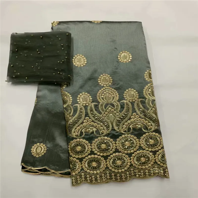 Оранжевая африканская кружевная ткань с блестками высокого качества Индийский