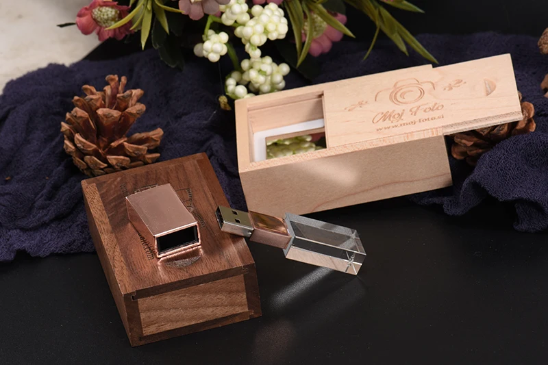 JASTER USB 2,0 флеш-накопитель 4 ГБ 8 ГБ 16 ГБ 32 ГБ 64 ГБ заказной хрустальный флеш-накопитель+ деревянная коробка usb флеш-накопитель