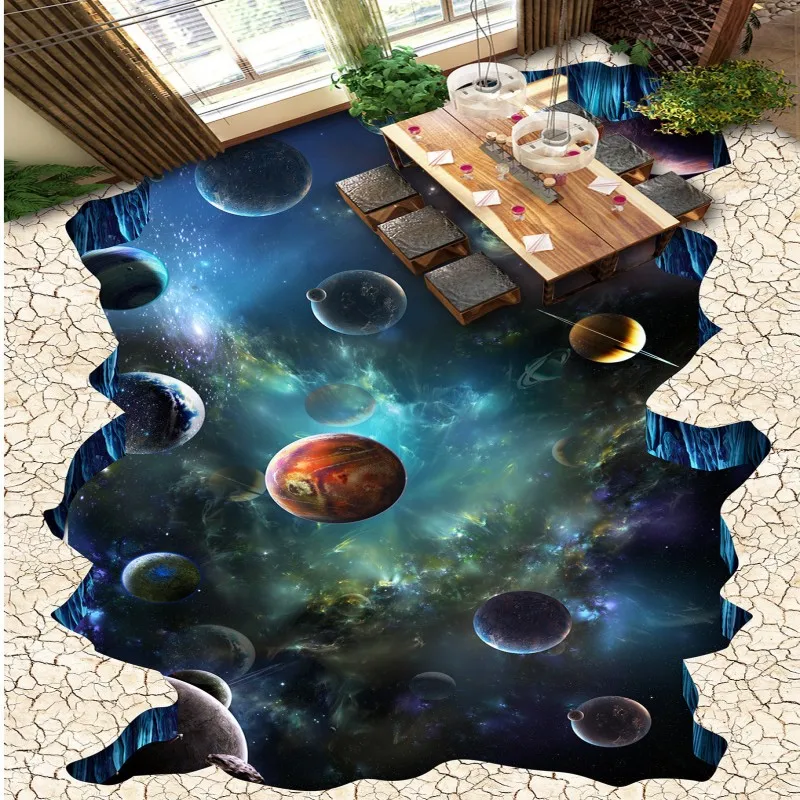 

Dropship Fatman Foto Wallpapers Space Painting Flooring Vinyl Pvc Self-Adhesive Wallpaper Bathroom Wallpaper 3d Floor Tapeta