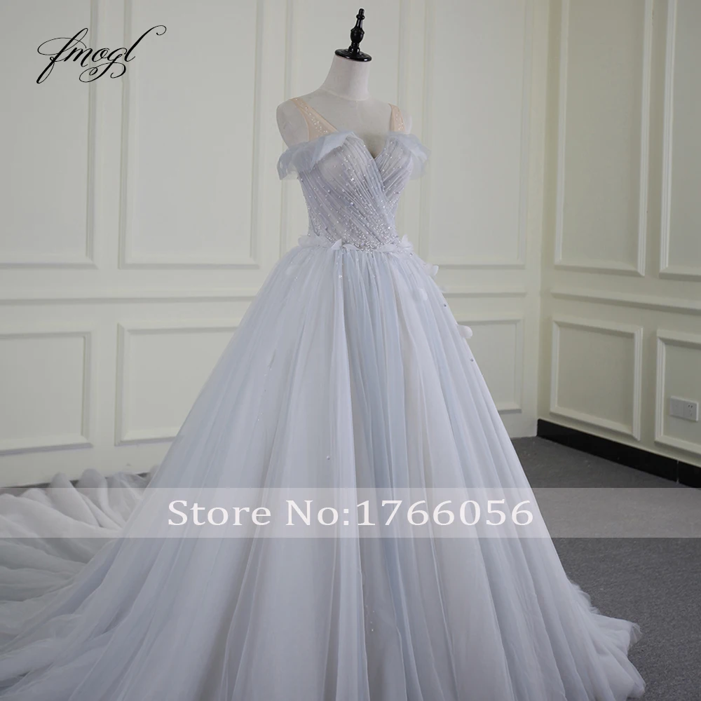 Женское свадебное платье с v-образным вырезом и открытой спиной Fmogl Vestido De Noiva A Line
