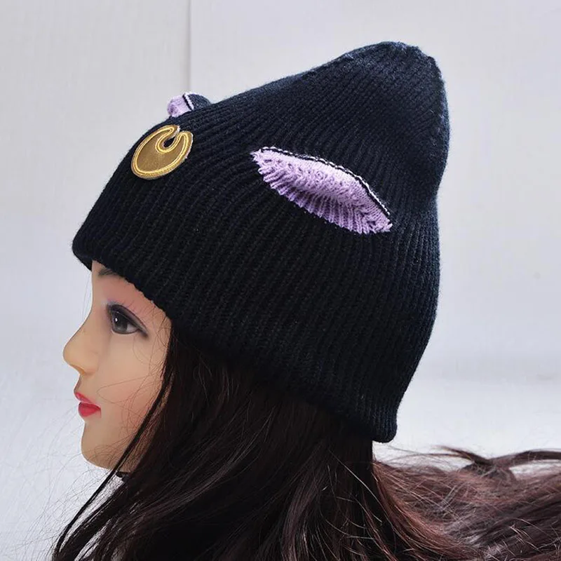 Кот Полумесяца ухо шляпа Сейлор Мун женские вязаные Шапки прекрасные