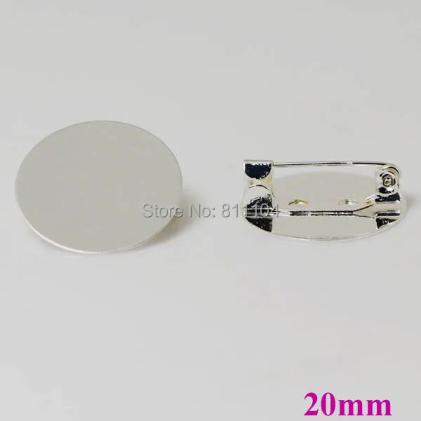 20 мм Посеребренная латунная пустая Плоская Круглая Прокладка рамка лоток брошь