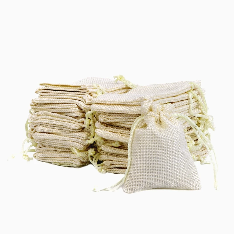 50 шт винтажный натуральный джут Hessian Drawstring мешок мешковины свадебный подарок мешок