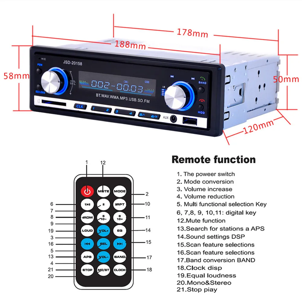 Радио авто радио Bluetooth беспроводной SD MP3 плеер Coche Estereo Poste Para Авто аудио стерео Carro