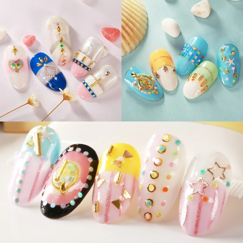 1 Box Nail Mixed loading Flat Bottom Round 3D Decor Wheel 12 Colors Manicure Art Decorations | Красота и здоровье