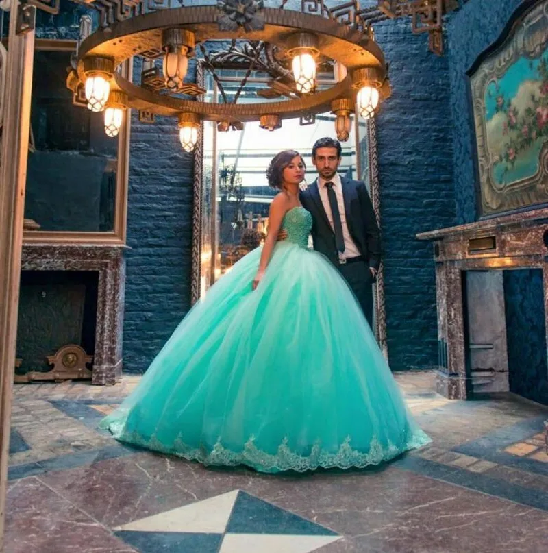 Женское платье с аппликацией мятно зеленое бальное 16 платьев|mint green quinceanera dresses|green