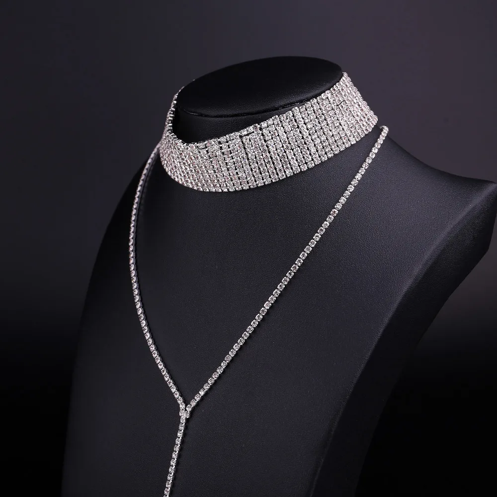 Crystal choker ожерелье 2017 роскошный заявление chokers ожерелья для женщин модный