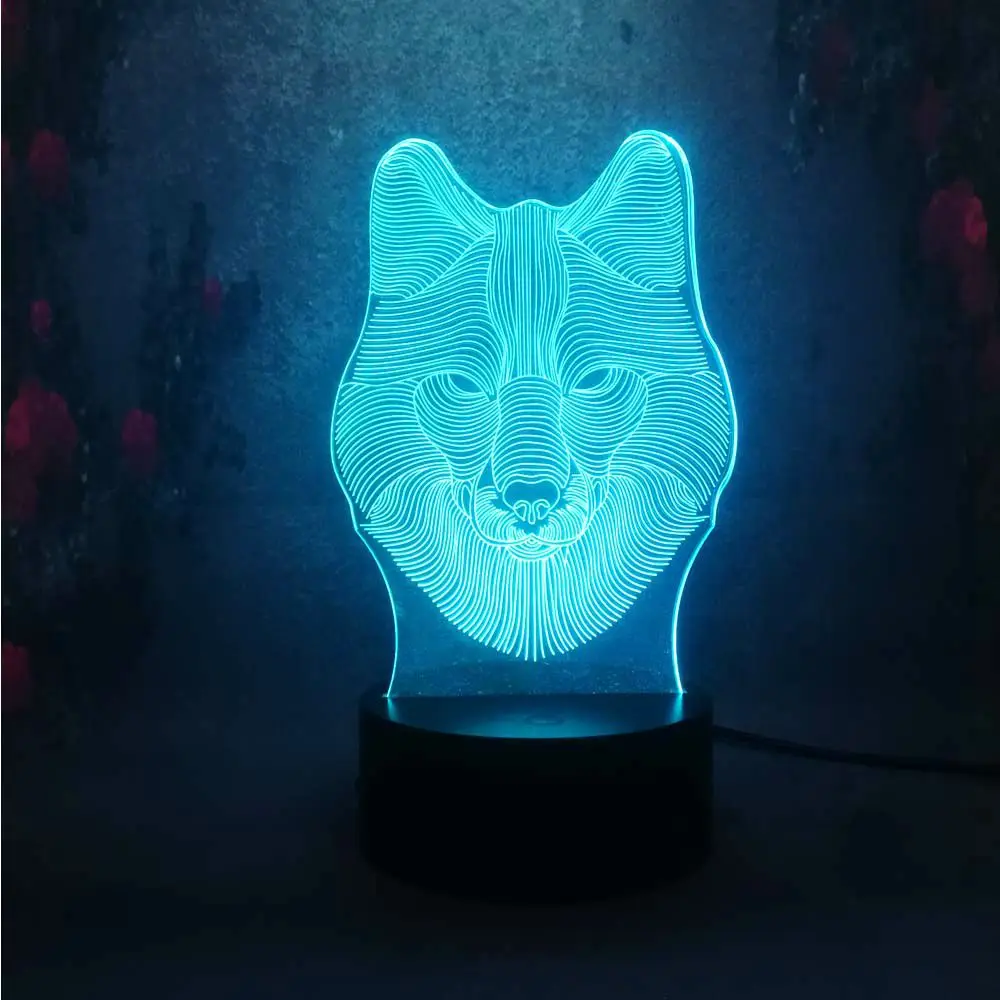Светодиодный ночник Fericious Wolf Face 7 цветов светодиодный светильник из лавы 3d