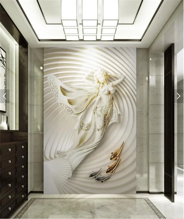 

Photo Wallpaper European Style 3D Stereoscopic Fashion Sculpture Wall Mural Living Room Hotel Entrance Hall Backdrop Wall Decor