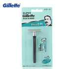 Gillette супер синие мужские бритвенные бритвы 1 держатель с 1 лезвием официальные Аутентичные безопасные бритвенные бритвы для мужчин