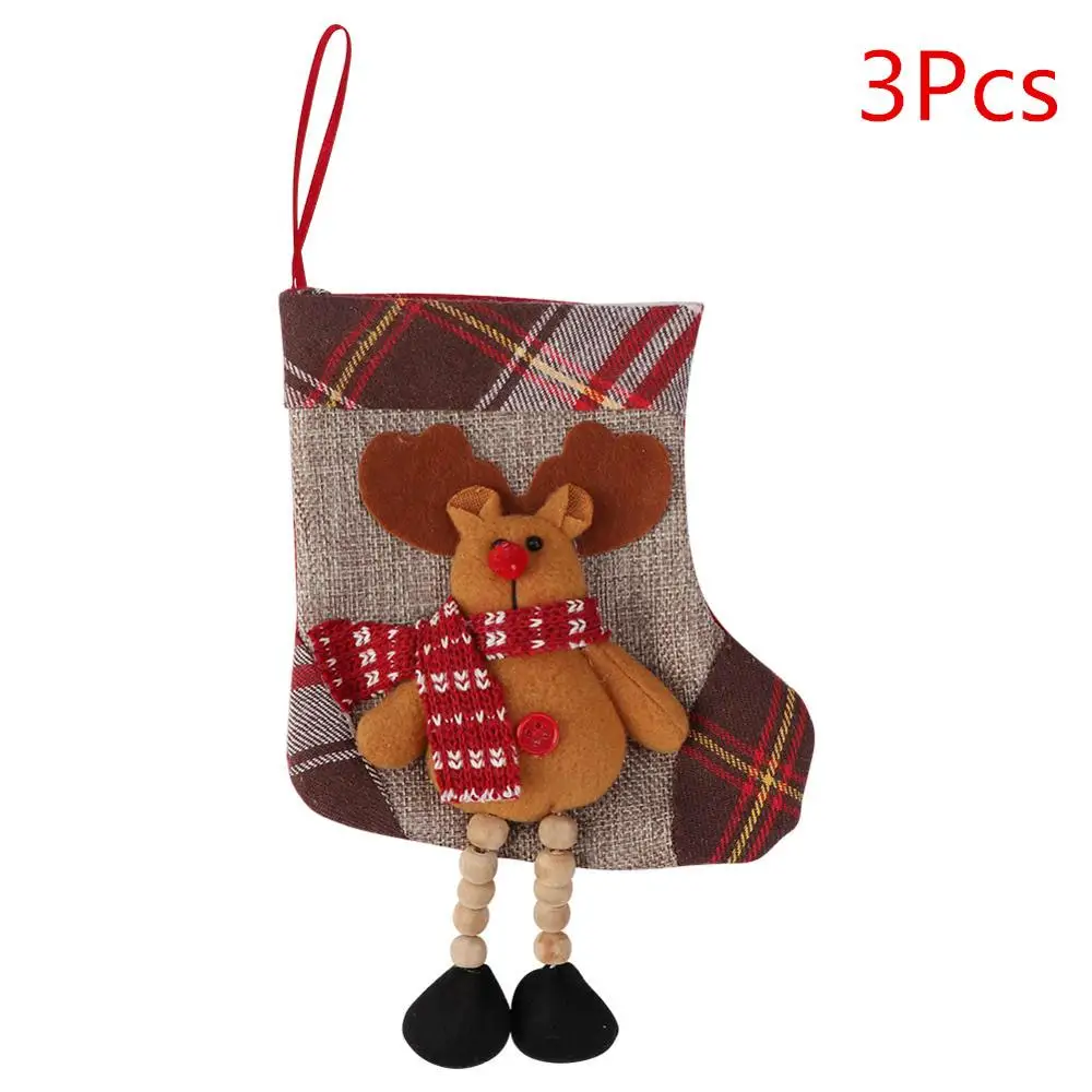 Reindeer OurWarm шт. 3 шт. Рождество дымоход чулок сумки Снеговик Санта Клаус Лось носки для девочек елка конфеты подарок декоративные мешки год - Цвет: Reindeer