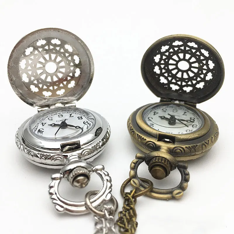Часы наручные для мужчин и женщин карманные в стиле ретро бронзового тона