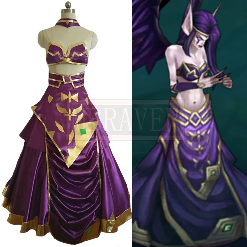 LOL Morgana Fallen Angel Purple Cosplay Costume Custom Made Any Size