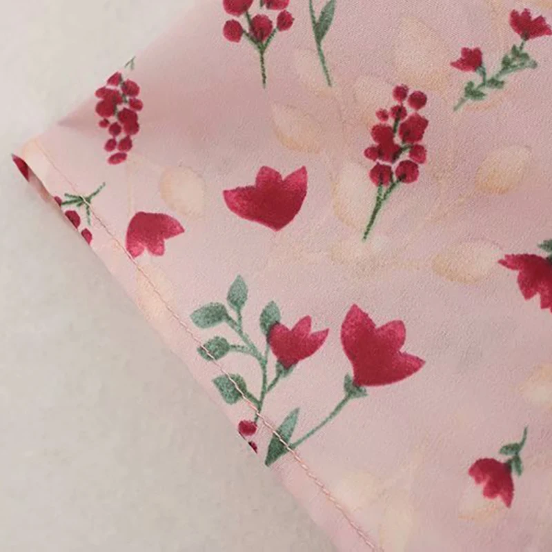 Женское милое платье до середины икры с принтом оборками рукавом квадратным