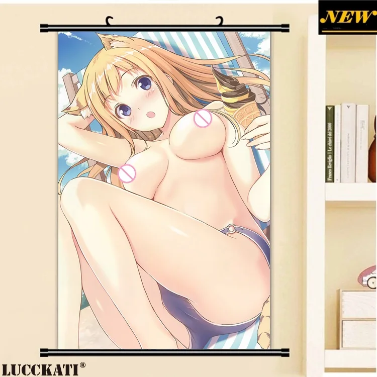 40X60 см Toranoana животные уши хвост бикини соски сексуальные лоли голые клыки мультфильм аниме картина плакат прокрутки холст живопись