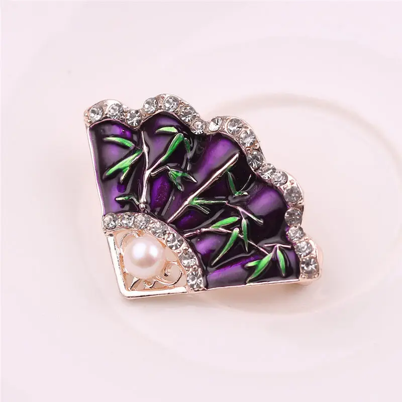 Эмаль Бамбук китайский веер брошь с искусственным жемчугом воротник отворот