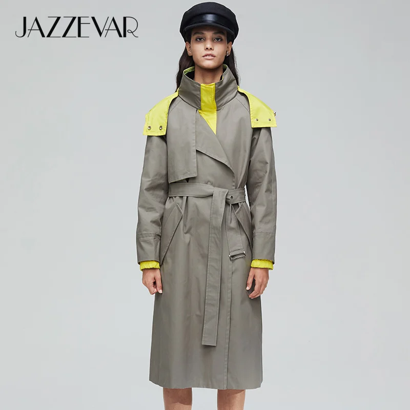 JAZZEVAR 2019 Новое поступление осенний синий плащ женская свободная одежда верхняя