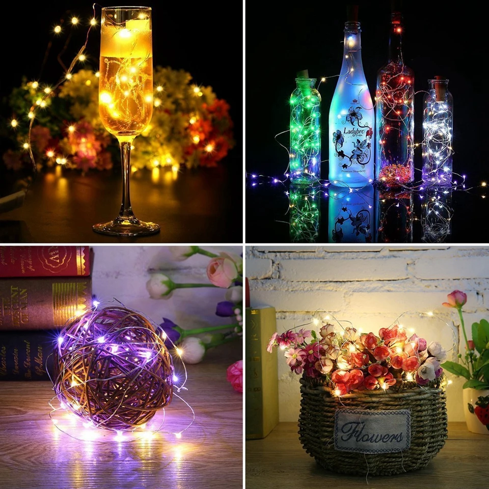 Медная Серебристая проволока с аккумулятором гирлянда светильник s 1 м 10