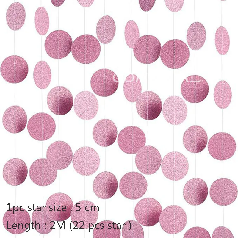 Shine Pink Round 1 комплект Золотая бумага звезда круглые гирлянды с баннерами 2 м день рождения цепочка баннер украшения занавеска Свадебная вечеринка Декор комнаты поставки - Цвет: Shine Pink Round