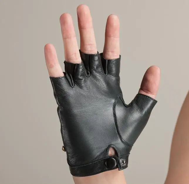 Перчатки из натуральной кожи для мужчин и женщин однотонные варежки без пальцев