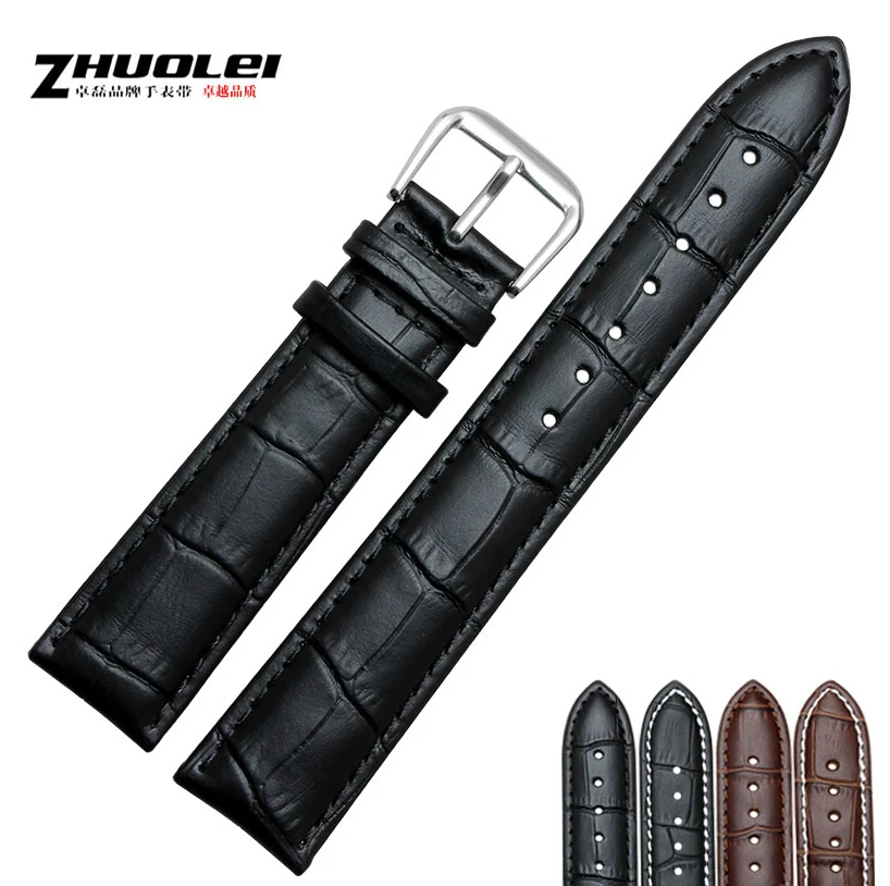 Часы наручные унисекс из натуральной кожи качественные черные и коричневые 18 мм