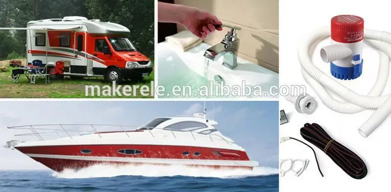 Трюмная помпа 12/24v 1500/2000/3000/3500GPH Батарея приведенный в действие Трюмные насосы крыльчатка морской дренажный насос Электрический водяной насос для лодки