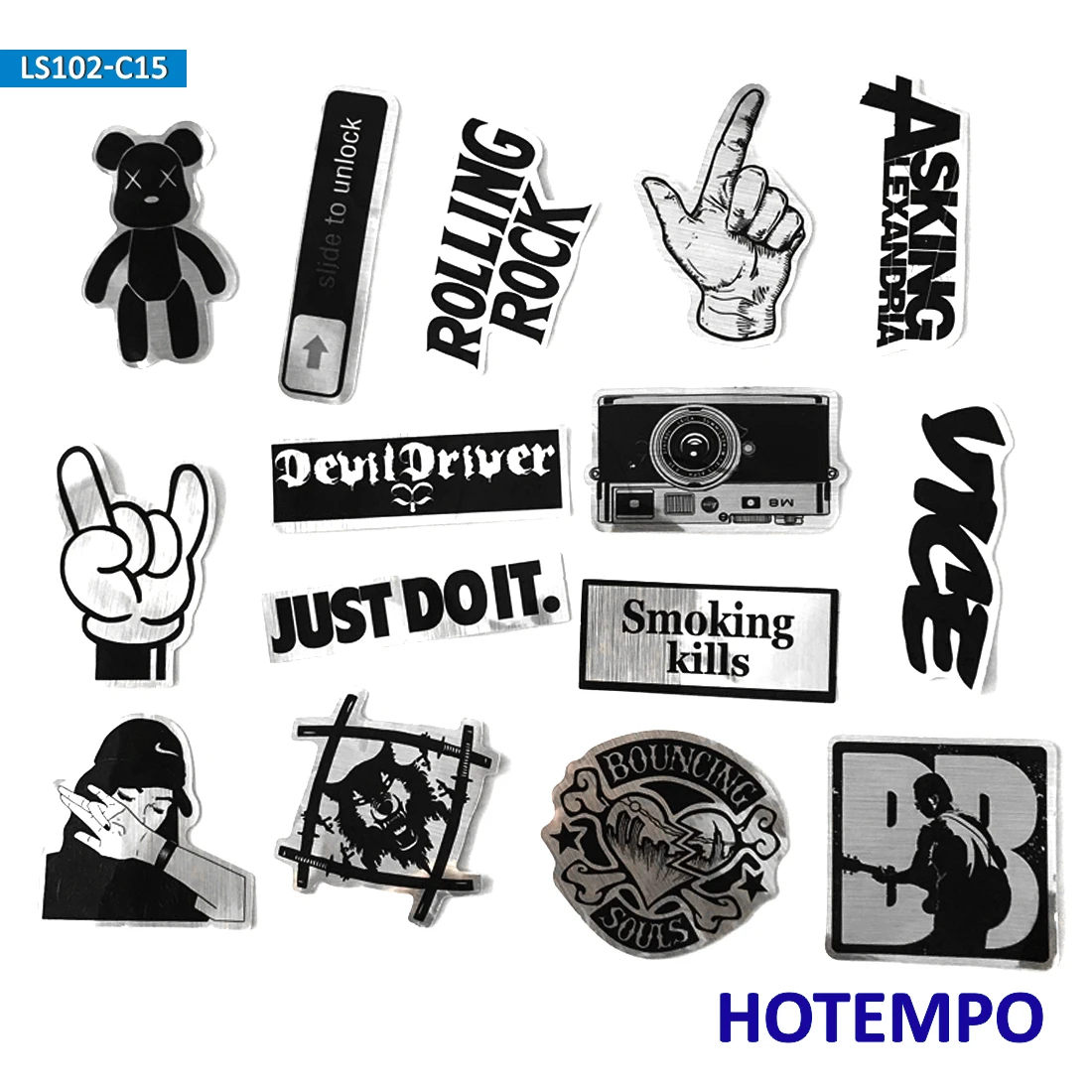 15 шт Поддельные металлические имитация металла травления стиль наклейки на