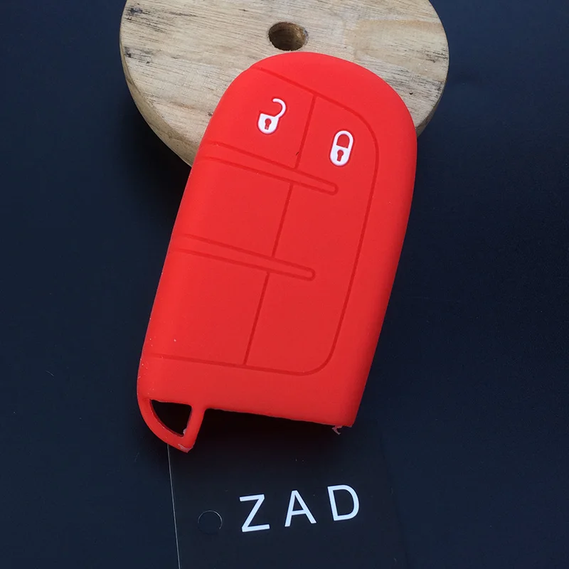 ZAD силиконовый для ключа автомобиля, резиновый чехол для ключей, брелок для Jeep Renegade Для Dodge JCUV, 2 кнопки дистанционного ключа, аксессуары для автомобиля - Название цвета: Красный