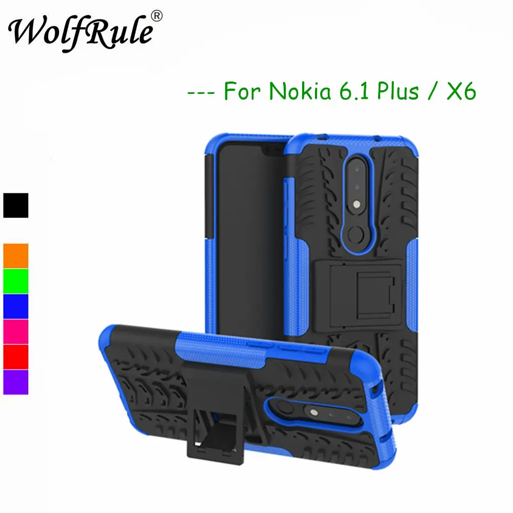 

Чехол для Nokia X6, двухслойный защитный силиконовый чехол для Nokia 6,1 Plus, держатель для телефона, подставка, чехол для Nokia 6,1 Plus Funda