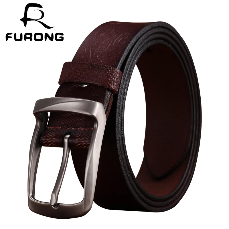 FURONG 2018 New Design Men Belts Cowhide Embossing Retro Fashion Genuine Leather Belts For Male Leisure Luxury Strap Belt FR047