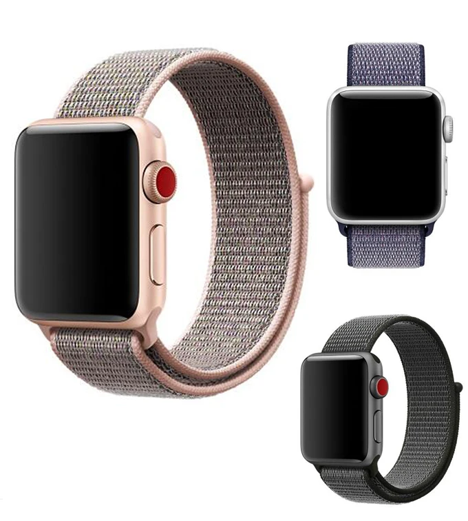 Тканый нейлоновый ремешок для Apple Watch Band 42 мм 38 40 44 мягкая дышащая Спортивная петля