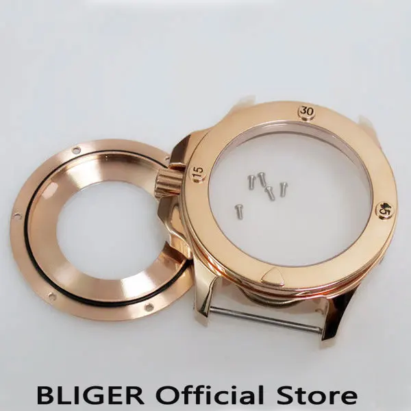 Чехол для мужских часов BLIGER 47 мм 316L из нержавеющей стали с покрытием розового