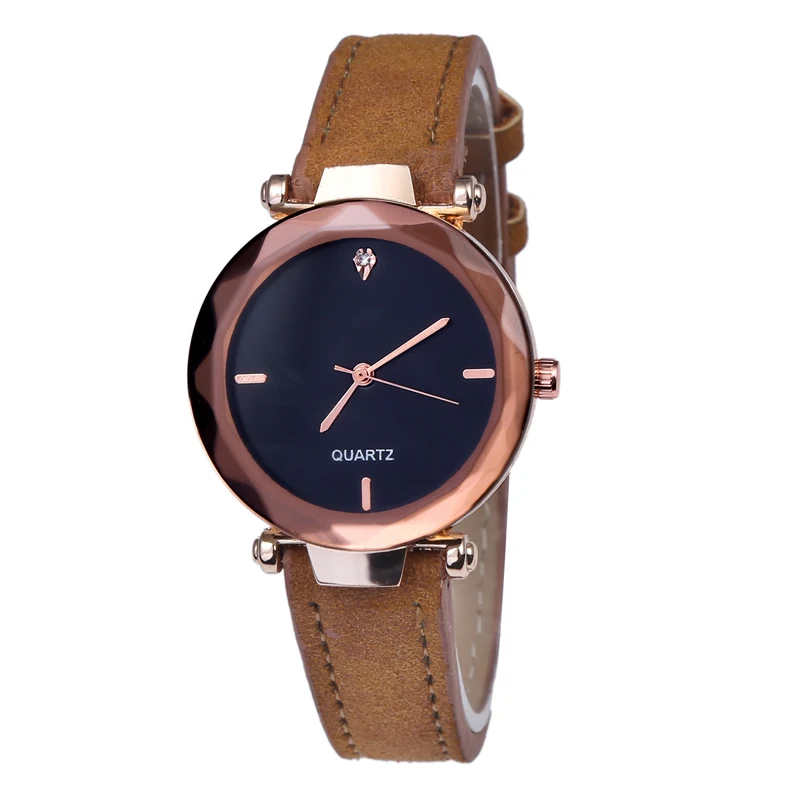 Модные женские часы Стразы 2020 роскошные золотистые с кожаным ремешком наручные