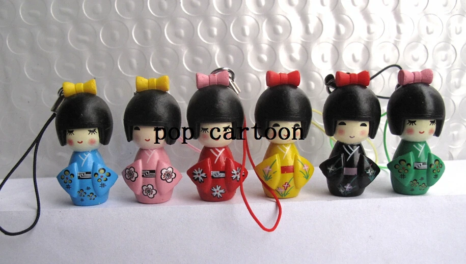 Японская кукла Kokeshi 6 шт./компл. ПВХ брелки для ключей детские игрушки подарки M-10 |