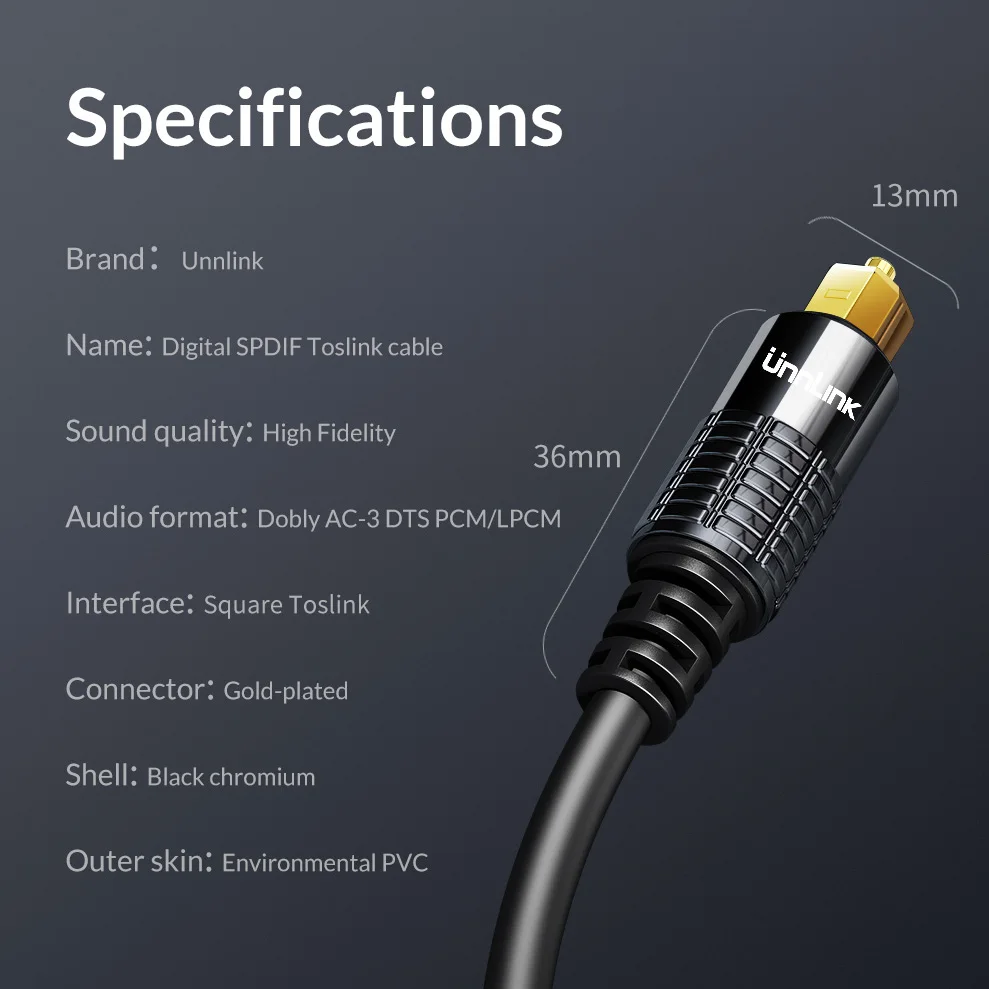Unnlink HiFi Digital Optical Audio Cable 1m 2m SPDIF Coaxial Cable for Amplifiers Blu-ray Player Xbox 360 Soundbar Fiber Cable images - 6