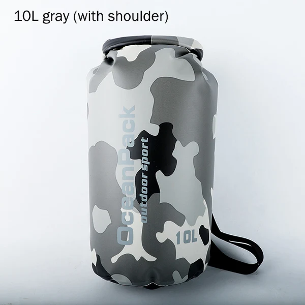 10L army green 2L/5L/10L/15L/20L/30L утолщенная камуфляжная Водонепроницаемая наружная рафтинговая ПВХ сухая сумка на плечо для хранения Океанский рюкзак для плавания - Цвет: 10L army green